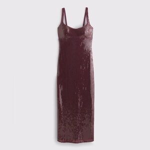 NWT Abercrombie Corset Sequin Midi Dress – Deep Wine